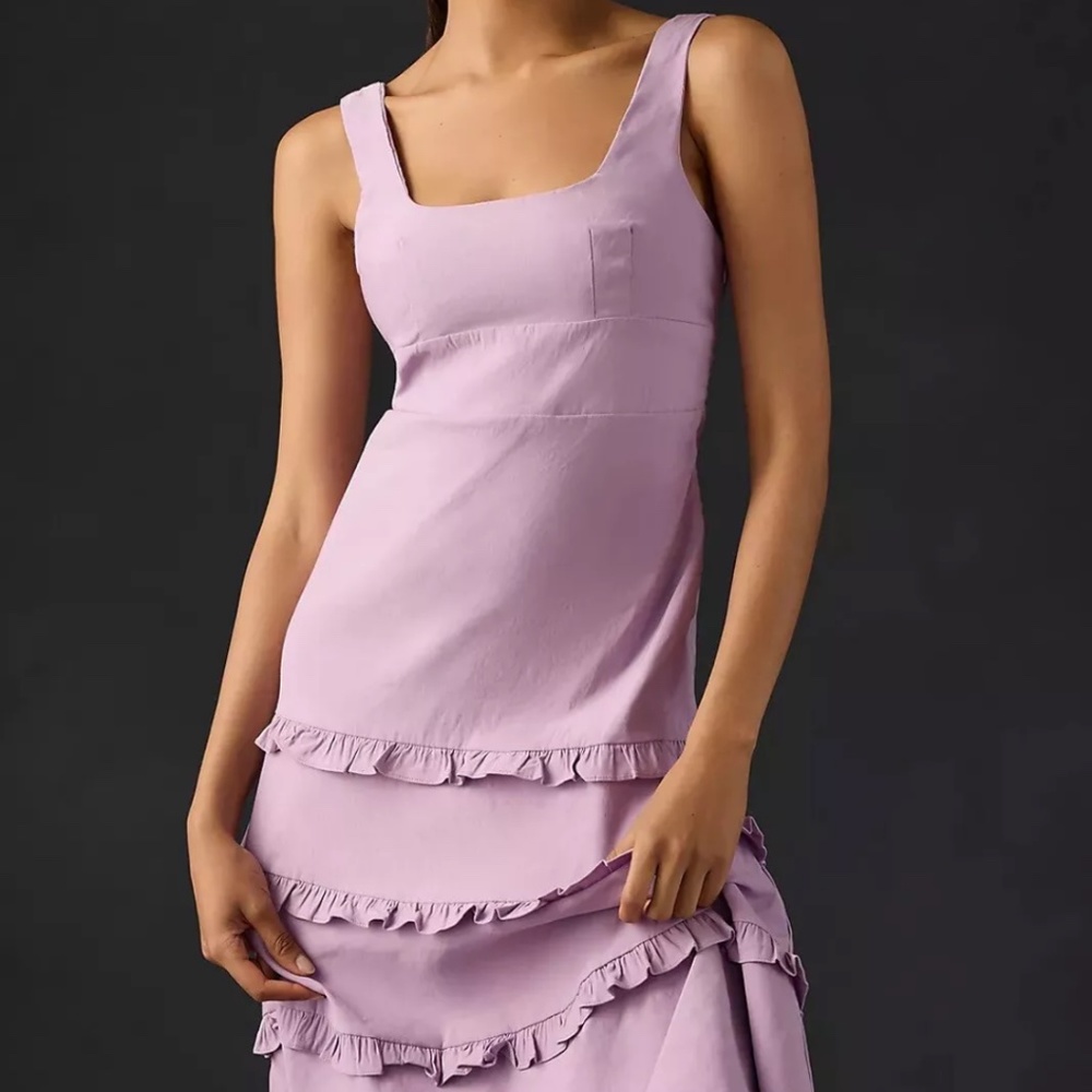 NWT Anthropologie The Blythe Square Neck Tiered Dress in Purple Plus Size  XL